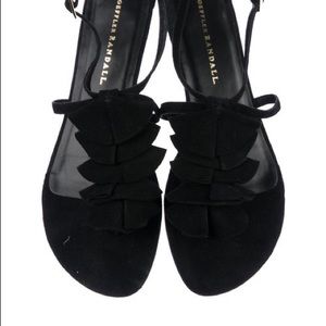 Loeffler Randall ruffle t-strap leather sandal